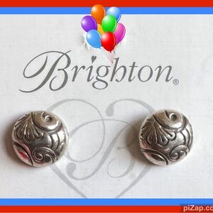 Brighton Silver Etched Round Stud Earrings ~ Retired